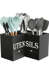 Extra Large Kitchen Utensils Holder with 3 Compartments, Corner Utensil Caddy for Countertop