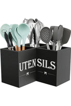 Extra Large Kitchen Utensils Holder with 3 Compartments, Corner Utensil Caddy for Countertop