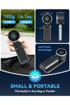 PlayHot Portable Handheld Turbo Fan, 5 Gear Wind, USB-C Rechargeable, 3 IN 1 for Outdoor, Travel (Black)