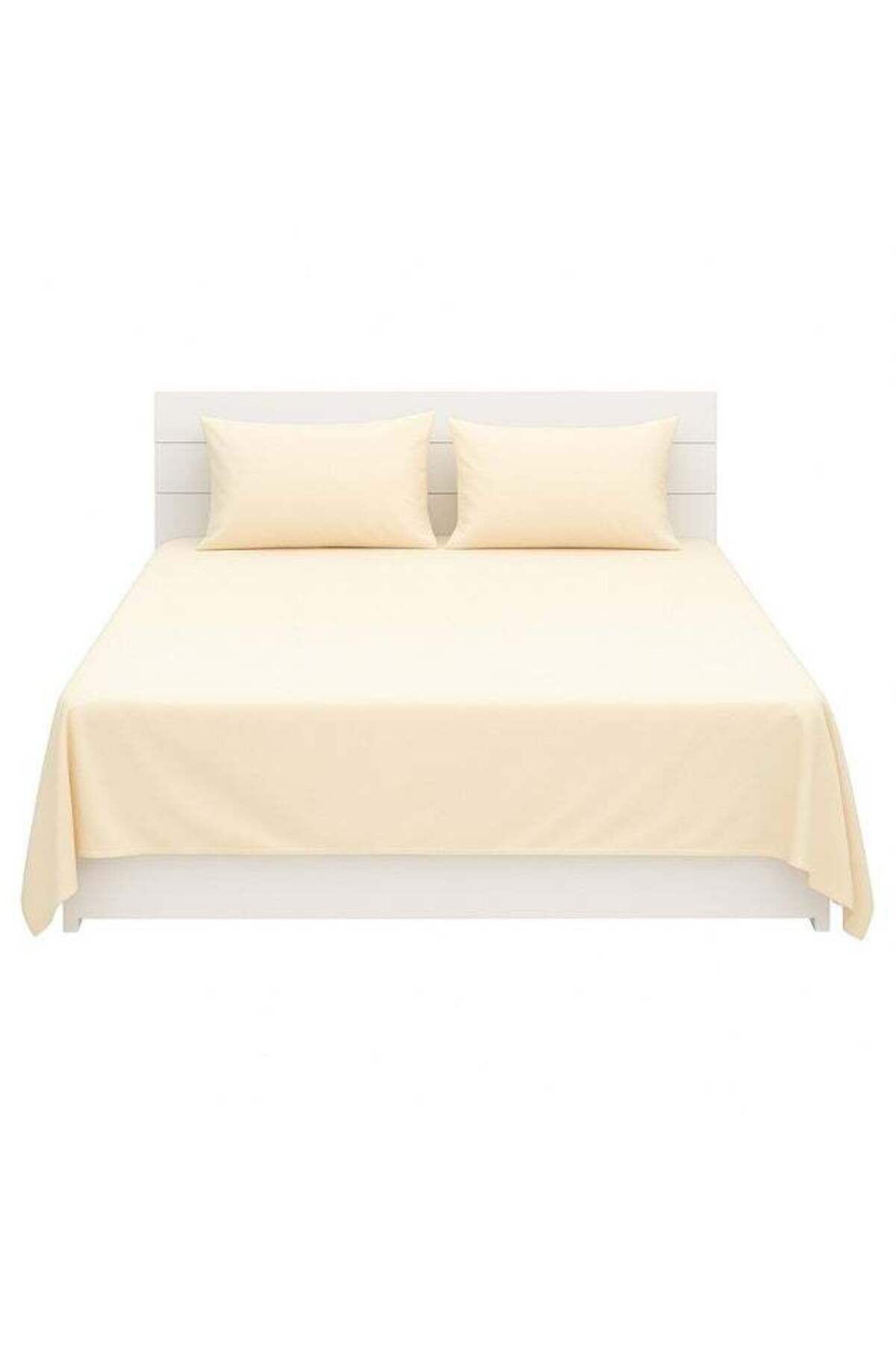 3-Piece Bedding Sheets With Pillowcases cotton_blend Cream 240 x 260cm