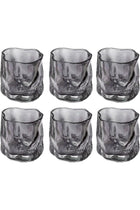 Set of 6 Grey Vintage Crystal Beverage Glasses 6.7oz - Elegant Tumblers for Iced Juice, Sparkling Soda