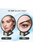 1x 20x Magnifying Travel Mirror, Hand Mirror with Handle - Double Side Hand Held Mirror with 1x 20x Magnification & Foldable Handle, Portable Travel Makeup Hand Mirror for Women (Black)