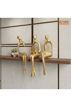Beram Modern Abstract Sitting Women Figurines Set of 3 Gold Resin Sculptures in Left Middle and Right Poses Elegant Minimalist Female Statues for Home Décor Office Desk Bookshelf Living Room Display