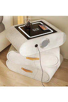 Modern Design 360° Rotating Smart Bedside Table Minimalist Nightstand with 3 Storage Drawers Wireless Charging Station Induction Lights and Stereo Speakers Solid Wood End Table 52x41x52 cm
