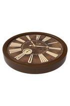 Solid Wood Frame Modern Round Design Wooden Wall clock 6433 Italian Design 60cm Silent Silky Move Sub-Second Hand