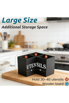 Extra Large Kitchen Utensils Holder with 3 Compartments, Corner Utensil Caddy for Countertop