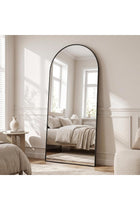 VooBang 180 x 75 cm Arched Full Length Mirror, Arch Floor Mirror Full Length with Stand, Full Body Standing Mirror for Living Room, Bedroom, Hanging or Leaning Against The Wall, Black