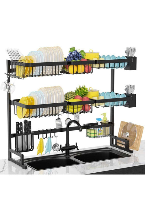 3 Layer Stainless Steel Kitchen Rack Dish Organizer Drying Rack Above Sink Drain Rack Kitchen Storage Countertop Utensil Holder