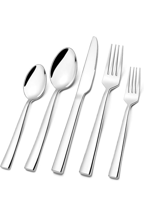 Silverware Set for 8, 40-Piece Stainless Steel Flatware Cutlery Set, Square Edge Kitchen Utensil