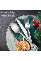 E-far Hammered Silverware Set, 40-Piece Stainless Steel Flatware for 8