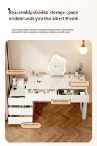Cream White Bedroom Vanity Table, Makeup Table with 5 Swappable Drawers, Adjustable Size Dressing Desk for Girls' Bedroom - Multifunctional as Bedside Table, Study Desk & Learning Table,100*40*60cm（SZ