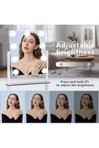Vanity Mirror with Lights, Lighted Vanity Mirror with 9 Dimmable Bulbs for Dressing Room & Bedroom, 3 Color Lighting, Modes Detachable 10x Magnification 360°Ratation