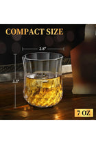 Diamond Glassware Set of 6, Premium Crystal Tumbler - 7oz Classic Tumblers for Beverages - Gift for Men, Dads, and Collectors