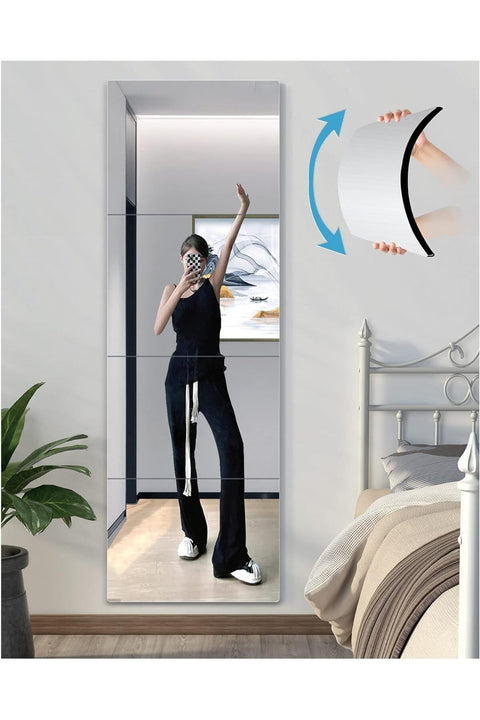 Shatterproof Wall Mirror, 4 Pcs 30cmX30cm Plexiglass Gym Mirrors, Full Length Extra Thick Workout Mirrors Safe for Home, Self Adhesive Frameless Wall Mirror for Bedroom, Living Room