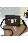 Kiffiyeh Chic Vintage-Inspired Box Bag with Gold Hardware – Elegant Black and White Crossbody Purse for Fashionable Outings, Parties, and Everyday Use