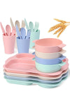 Wheat Straw 24-Piece Dinnerware Set, Unbreakable, Dishwasher & Microwave Safe