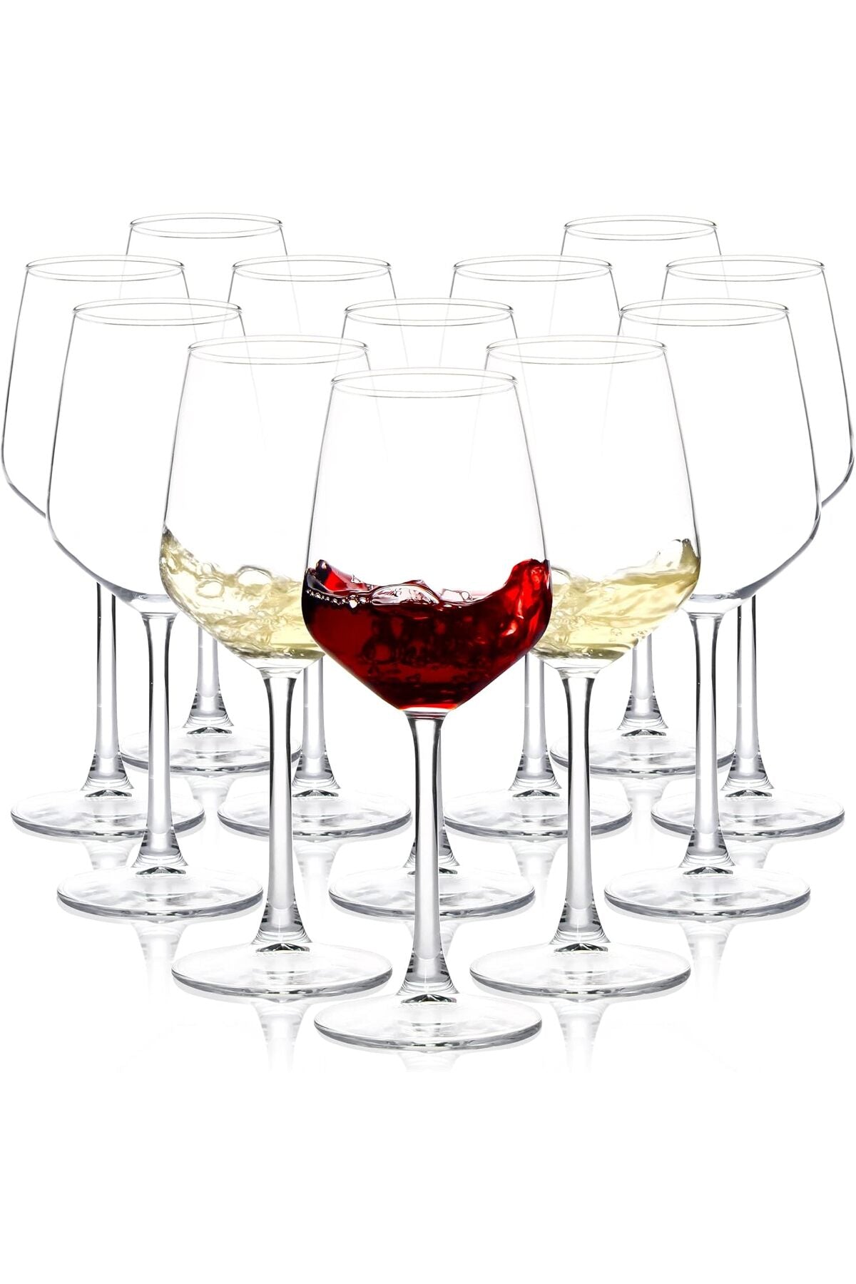 Wine Glasses Set of 12, 12oz Clear Red/White Wine Glasses, Long Stem Wine Glasses for Party, Wedding and Home
