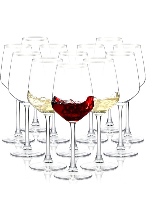 Wine Glasses Set of 12, 12oz Clear Red/White Wine Glasses, Long Stem Wine Glasses for Party, Wedding and Home