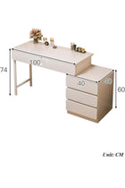 CityRiya-Long Bedroom Dresser Table, Dressing Table, 100cm Makeup Table with 5 Drawers and Shelf, Vanity Table, Modern Vanity Desk, White Bedroom Bedside Table for Girls Women