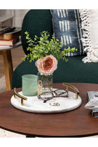 Round White Marble Tray With Gold Handle