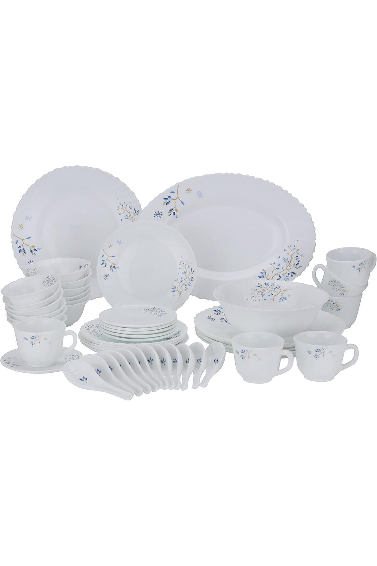 50 Pcs Opalware Dinner Set, RF10202 Assorted Design Lightweight, Beautiful Design Opal Dishes Sets Service For 6, Multicolour