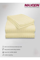 Deep Fitted Bed Sheet +2Pcs Pillow Covers, King/Queen/Double/Single Sizes, Color Cream, Depth 30cm