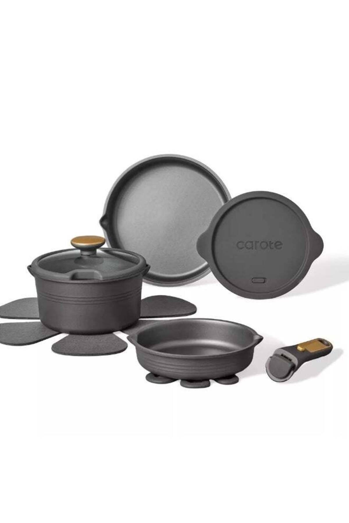 10-Piece Nonstick Cookware Set with Detachable Handle, Stackable Pots & Pans, PFOA-Free Aluminum Healthy Cooking Set with Pour Spouts, All Kitchen Stovetop Compatible, Dishwasher Safe (B
