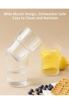 BJMEDYM Ribbed Glassesware 14 Oz Ripple Drinking Glasses Iced Coffee Glass Cup Set Of 6