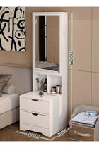 White Vanity Dresser with Full-Length Mirror, Jewelry Cabinet & 2 Drawers, Multi-Functional Dressing Table, Small Vanity Table Makeup Writing Desk for Bedroom (40×40×162CM)