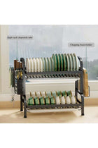 2-Tier Double Layer Stainless Steel Rust-Proof Dish Drying Rack with Drip Tray & Utensil Holder