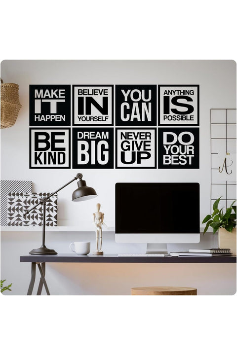 8 PC Motivational Wall Decal Positive Inspirational Quote Phrases Decor Wall Sticker Art Sayings