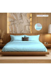 Polyester Queen Fitted Bedsheet Set-300 TC Silken Berry Art Silk Satin, Light Blue