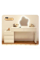Cream White Bedroom Vanity Table, Makeup Table with 5 Swappable Drawers, Adjustable Size Dressing Desk for Girls' Bedroom - Multifunctional as Bedside Table, Study Desk & Learning Table,100*40*60cm（SZ