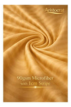 3‑Piece Striped Microfiber Flat Bed Sheet Set, Queen/King, 220x240cm, Gold