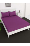 Deep Fitted Bed Sheet +2Pcs Pillow Covers, King/Queen/Double/Single Sizes, Color Purple, Depth 30cm