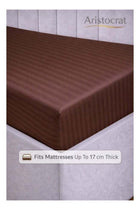 3-Piece Striped Microfiber Fitted Sheet Set Large Single 120x200cm, Chocolate Brown