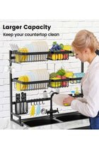 3 Layer Stainless Steel Kitchen Rack Dish Organizer Drying Rack Above Sink Drain Rack Kitchen Storage Countertop Utensil Holder