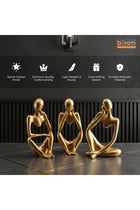 Beram Gold Thinker Statue Set of 3 Left Right and Middle Abstract Resin Sculptures Modern Matte Gold Thinker Figurines for Home Décor Office Desk Bookshelf Living Room Art Display