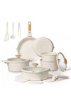 24-Piece Nonstick Cookware Set with Detachable Handle, Stackable Pots & Pans (White)
