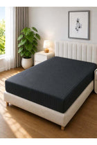 1-Piece Microfiber Fitted Sheet Striped, Dark Grey, Soft Fabric Deep Pocket Elastic Edge