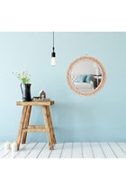 15 Inch Boho Round Hanging Wall Mirror Decorative Rattan Circle Wall Mounted Mirror for Farmhouse, Living Room, Bedroom, Bathroom