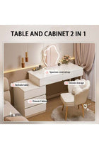 Bedroom Vanity Table, Makeup Table with 5 Drawers, Adjustable Size Dressing Desk for Girls' Bedroom - Multifunctional as Bedside Table, Study Desk & Learning Table,100*40*60cm（Warm White, SZY100）