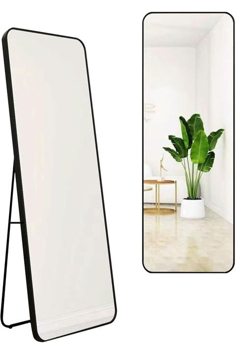 Arch Full Length Mirror, Full Body Standing Mirror, Dressing Mirror, Aluminum Alloy Long Mirrors for Bedroom, Living Room, Beauty Shop (160 * 50cm) (Black1)
