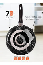 4 Piece Cook Marble Fry Pan Set 7-Layer Granite Coating Non-Stick Surface with Bakelite Handle 18-20-24-28 Marble Black