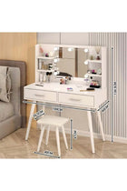 Vanity Desk Set, Dresser with Mirror Vanities Table, Makeup Table with Drawer and Shelf, Bedroom Dressing Table with Ample Storage Space, Suitable for Bedrooms, Dormitories (White, SZZ014)