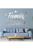 3D Acrylic Mirror Wall Decor, Family Mirror Wall Letter Stickers, DIY Removable Family Makes This House a Home Art Decals, Inspirational Quote Decal, for Home Living Room Bedroom(Silver)