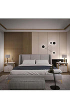 Modern Bedside Cabinet Bedside Table Nightstand Metal Frame Side Table with 2 Drawers and Open Shelf Storage Simple End Side Table for Bedroom Living Room(White 40*34*50cm)