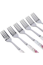 6-Piece Dinner Fork Set White/Pink