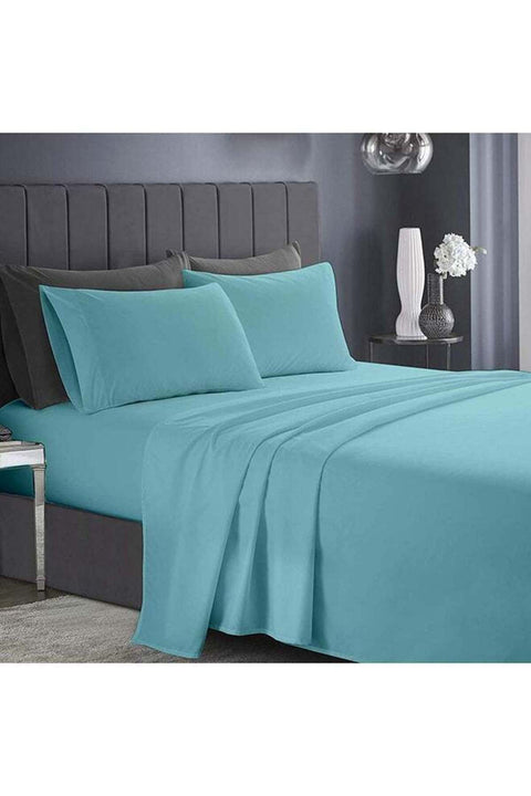 King Bed Sheet Set Light Blue – 4 Piece Bedding Set, 270 × 260 cm