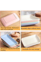 4 Colors Big Rectangular Dinner Plates Unbreakable Wheat Straw Plates, Reusable Durable Lightweight Salad Plate